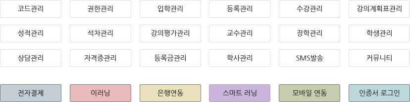 학사행정 프로그램 기능 화면